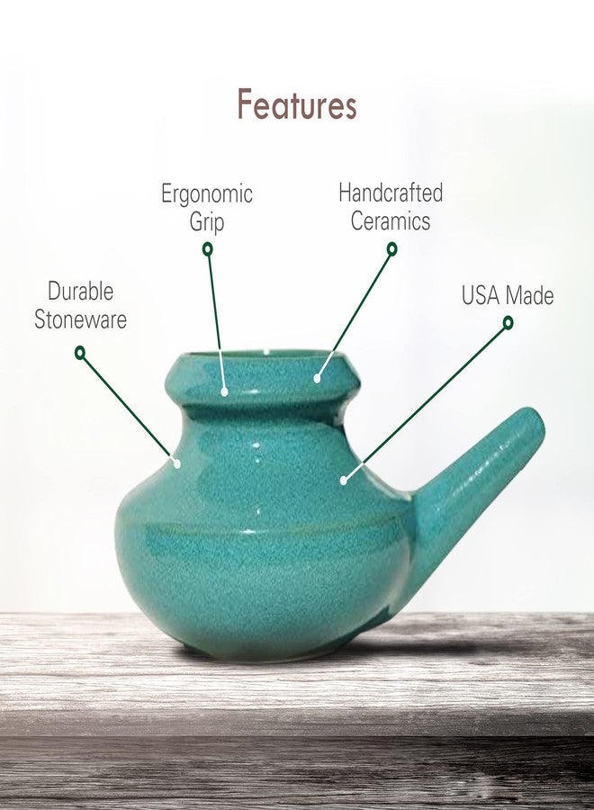 Baraka Handcrafted Ceramic Neti Pot - Nasal Rinse Tool for Home, Clears Nasal Passages, Hydrates Sinuses, Dishwasher Safe, Durable Food Grade Ceramic Glazes, Lightweight, Easy to Use - 10oz (Jade) - Image 3